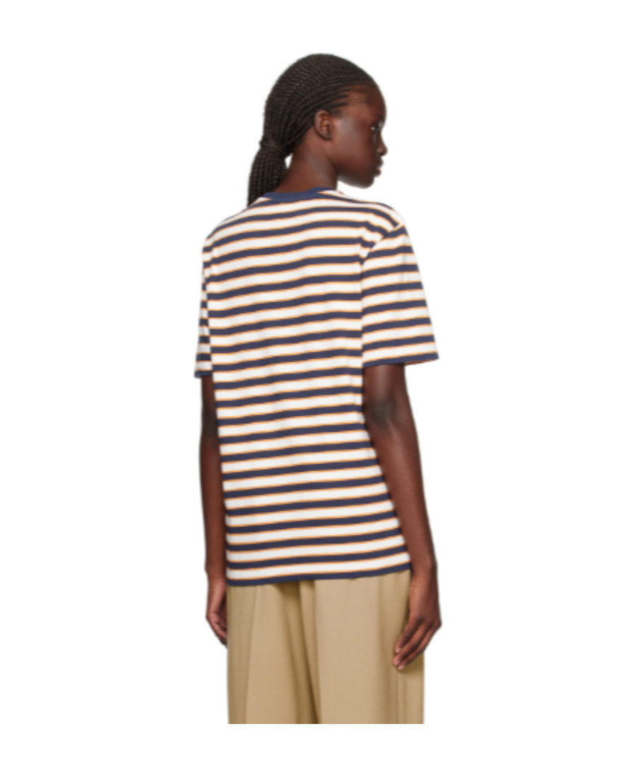 MAISON KITSUNÉ ROUND NECK STRIPED T-SHIRT
