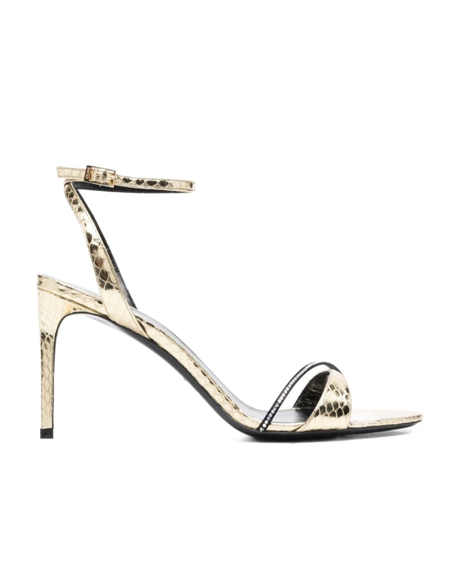 Celine Logo High-heeled Sandals In White