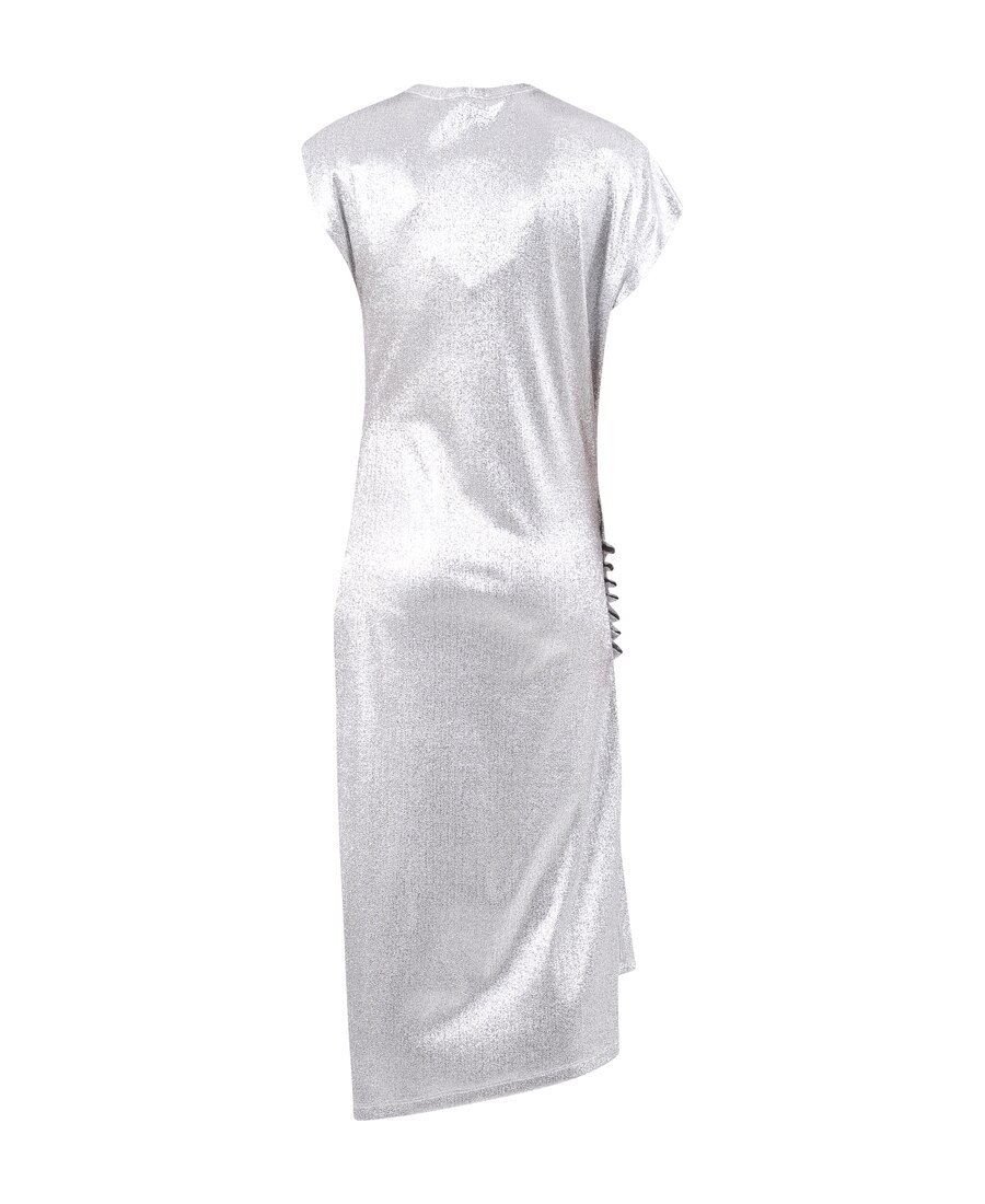 Rabanne Asymmetric Ruched Stretch-lurex Dress In White