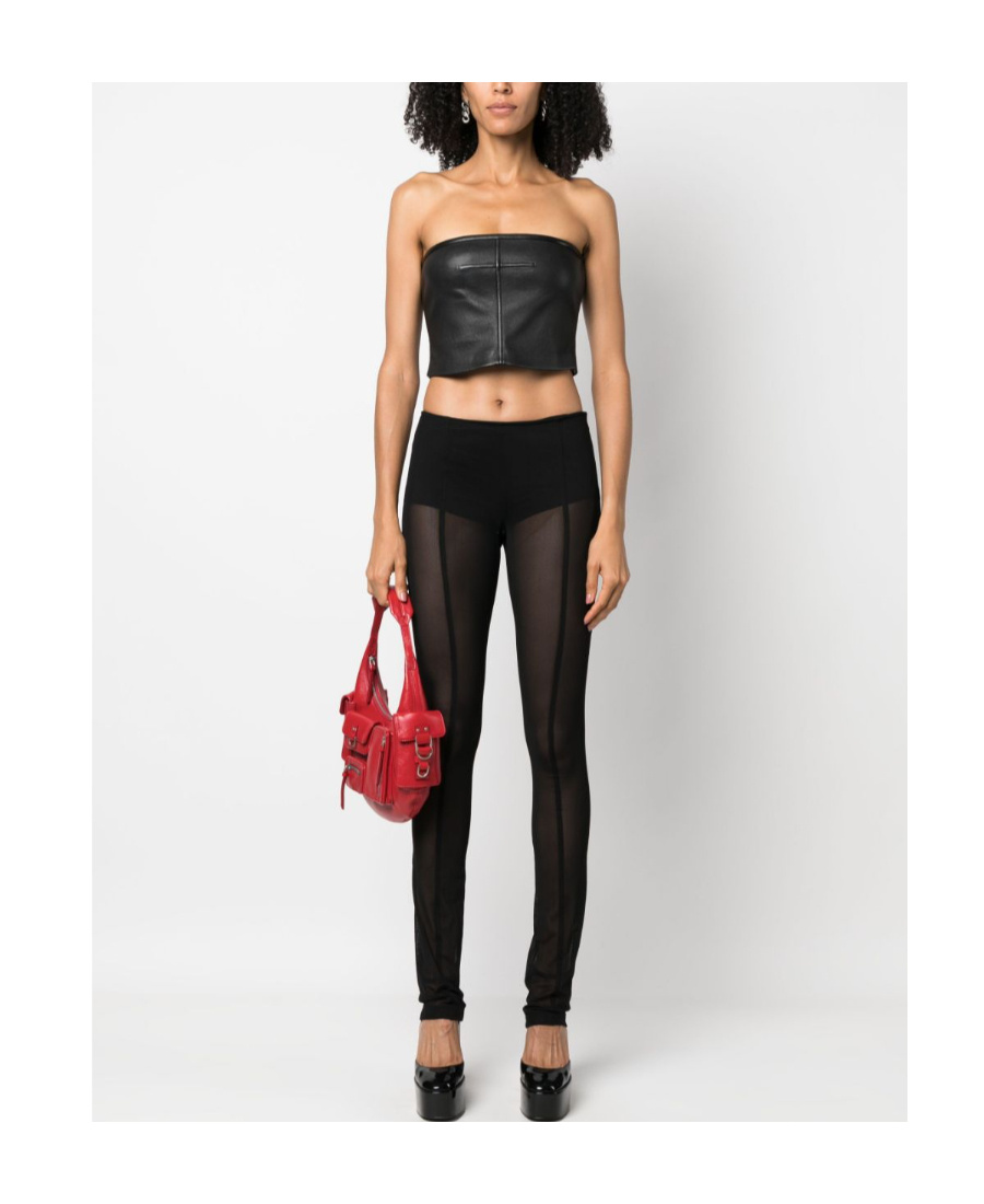 Blumarine Low-rise Semi-sheer Trousers In Black