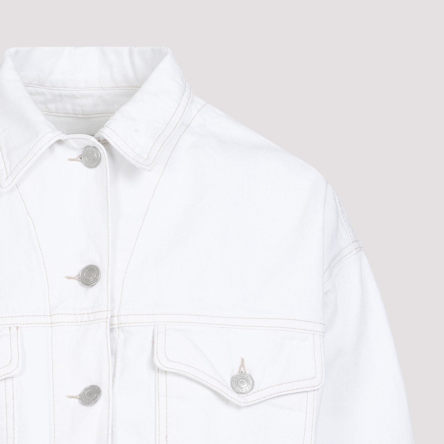 Isabel Marant Long-sleeved Denim Jacket In White