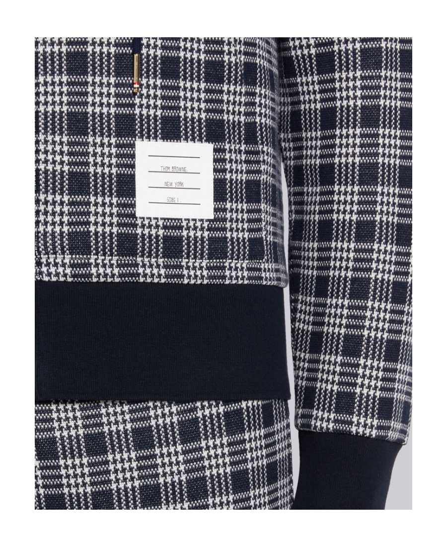 Thom Browne 4-bar Stripe Jacquard-check Cotton Hoodie In Black