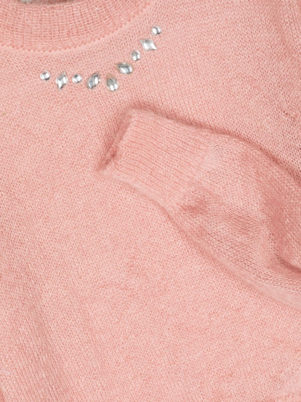 Simonetta Rhinestone-embellished Crew-neck Jumper In Pink