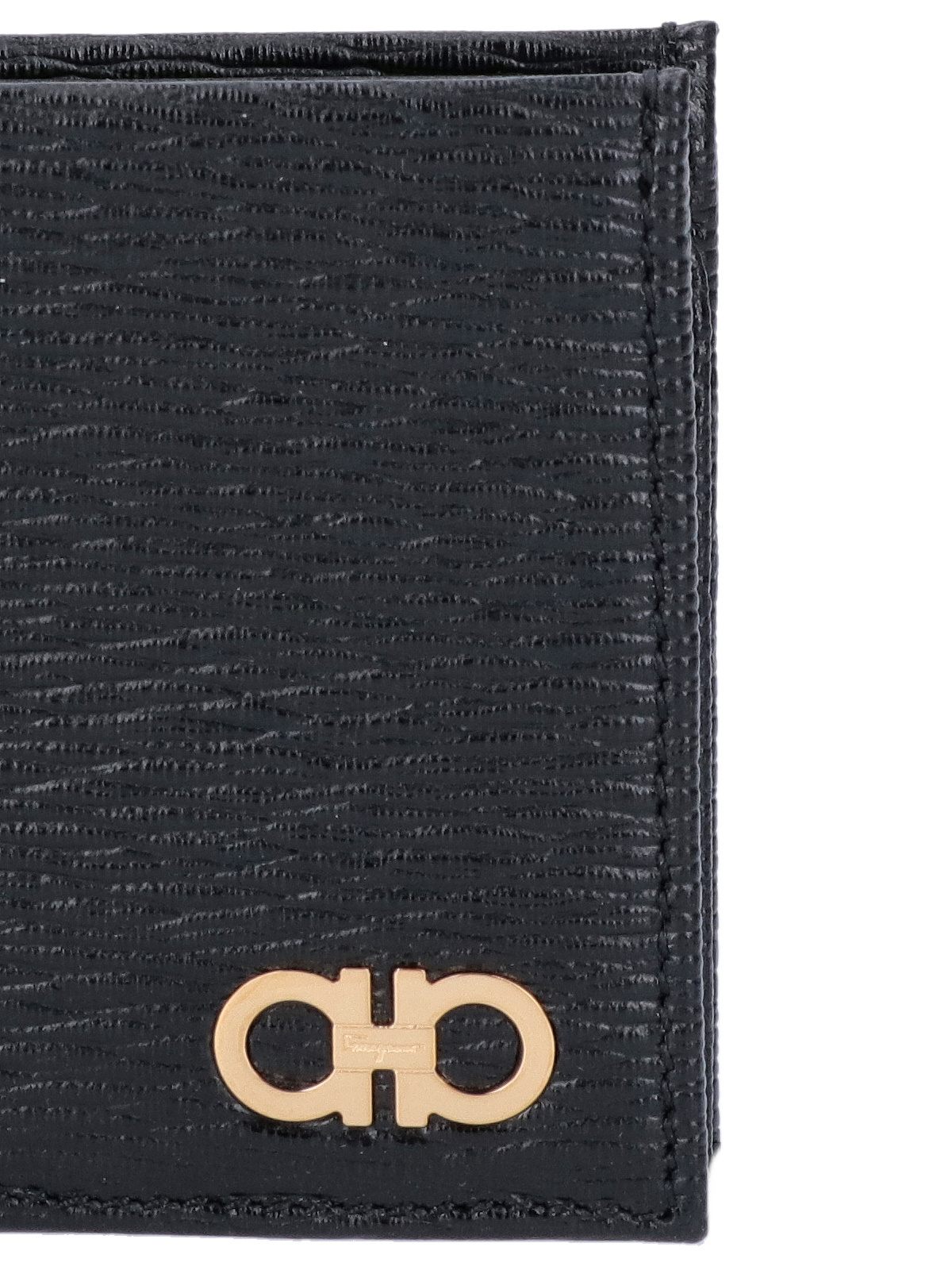 Ferragamo Salvatore  Gancini Plaque Bifold Wallet In Black