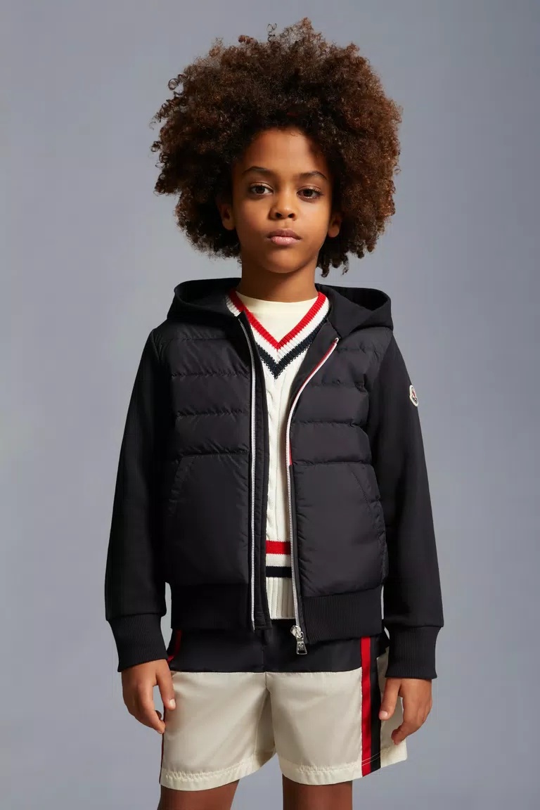 Moncler Panelled Padded Jacket In Blue