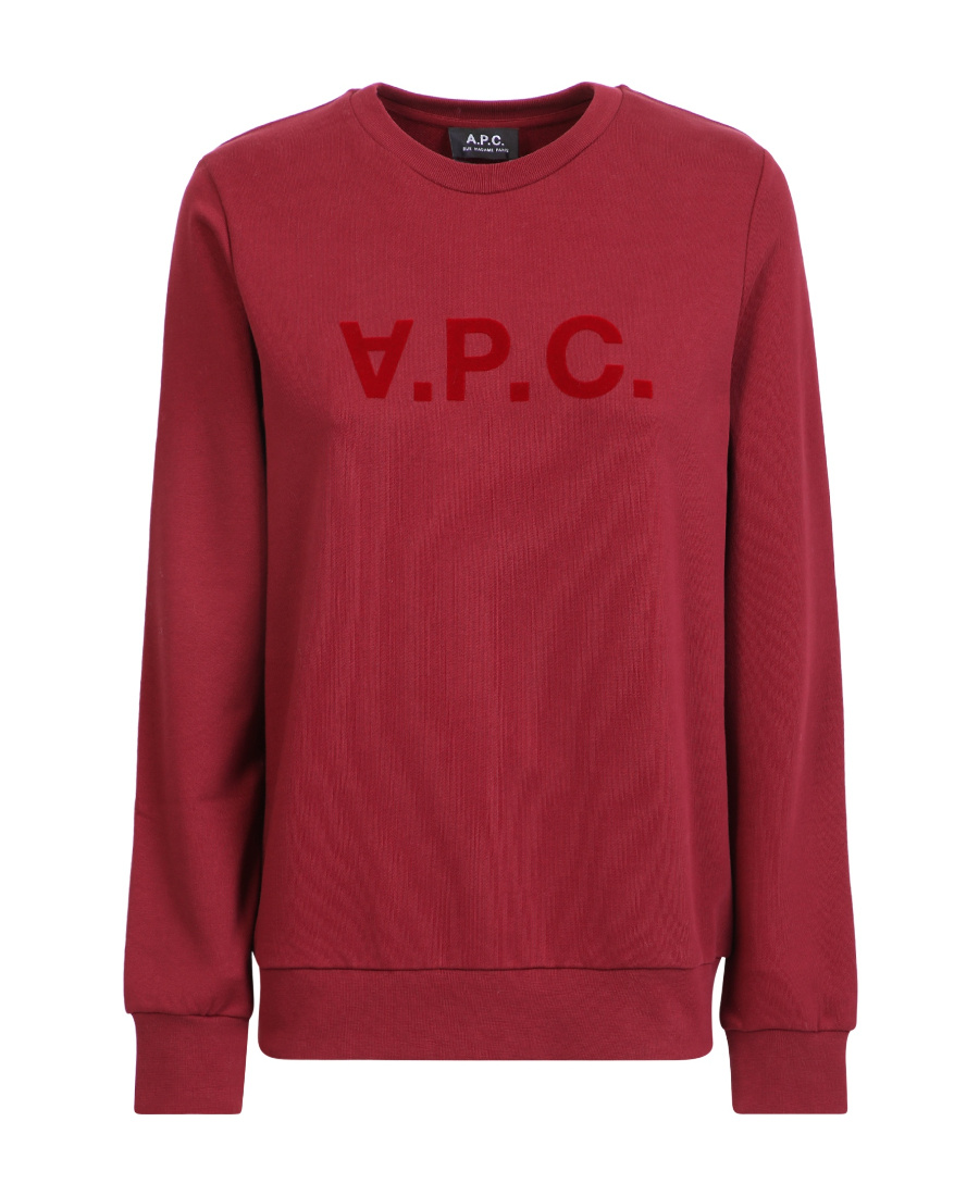 Apc A.p.c. Flocked Logo Crewneck Sweatshirt In Red