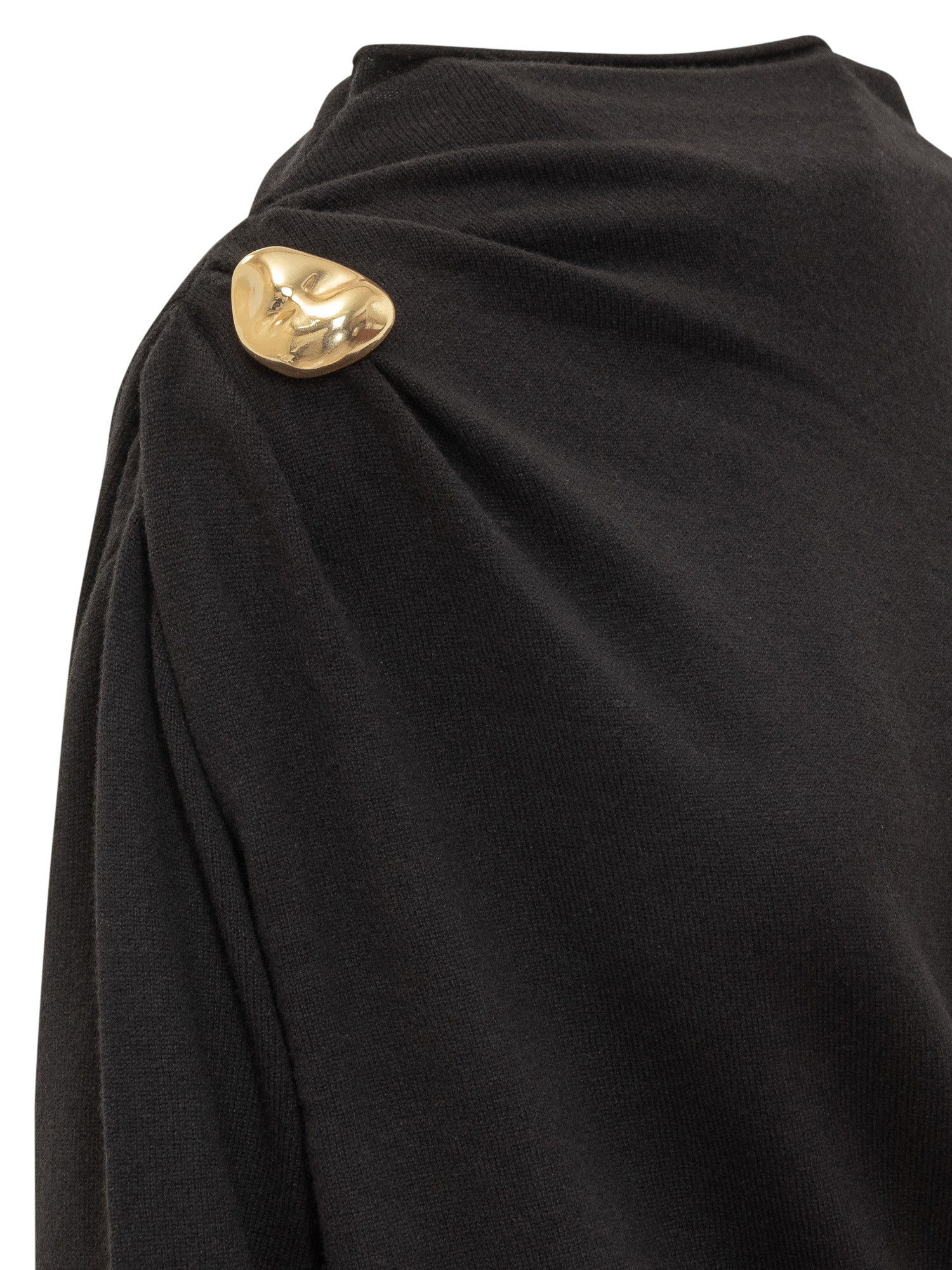 Fabiana Filippi Fitted Midi Dress With Draped Bodice And Gold Detail In Black