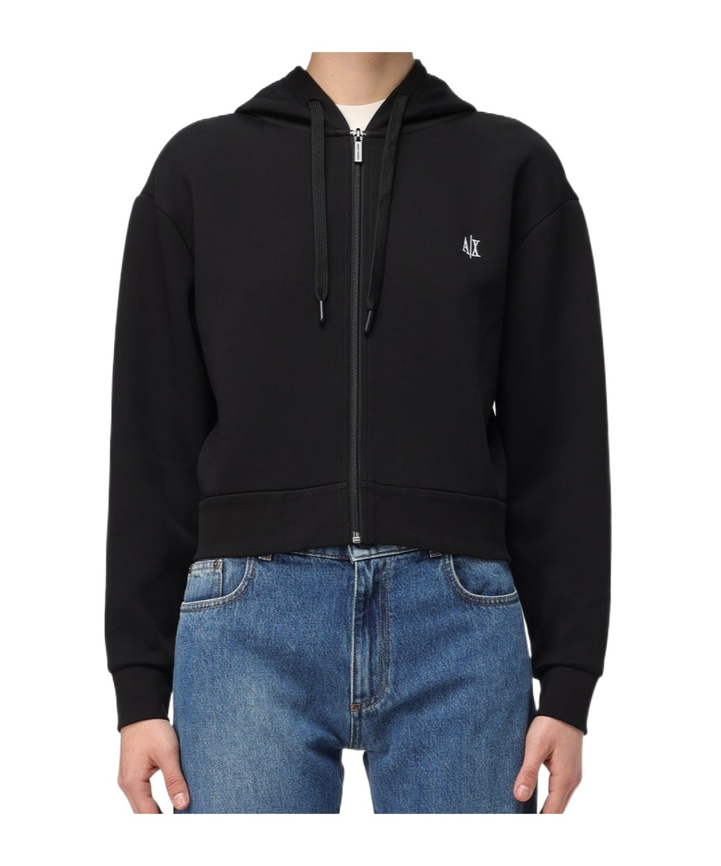 Armani Exchange Zip-up Hooded Jacket In Black