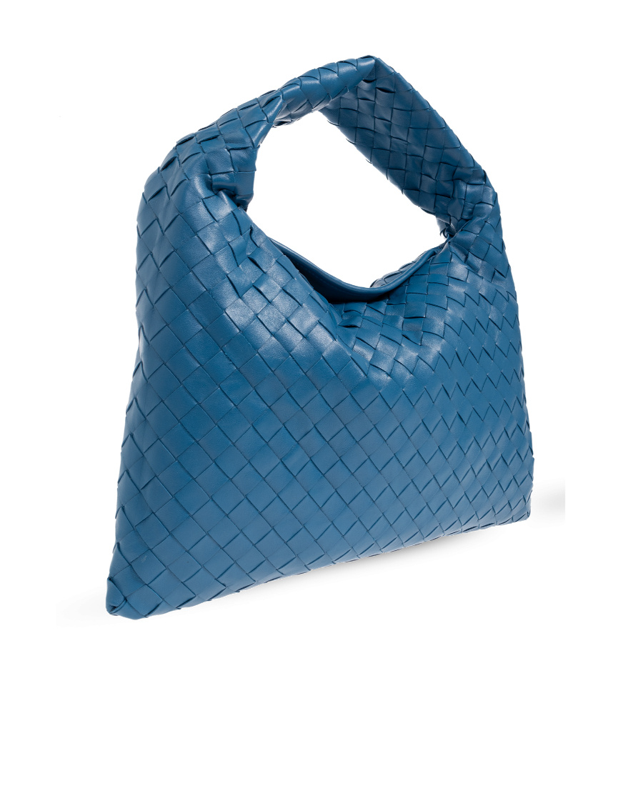 Bottega Veneta Small Hop Top Handle Bag In Intrecciato Leather In Blue