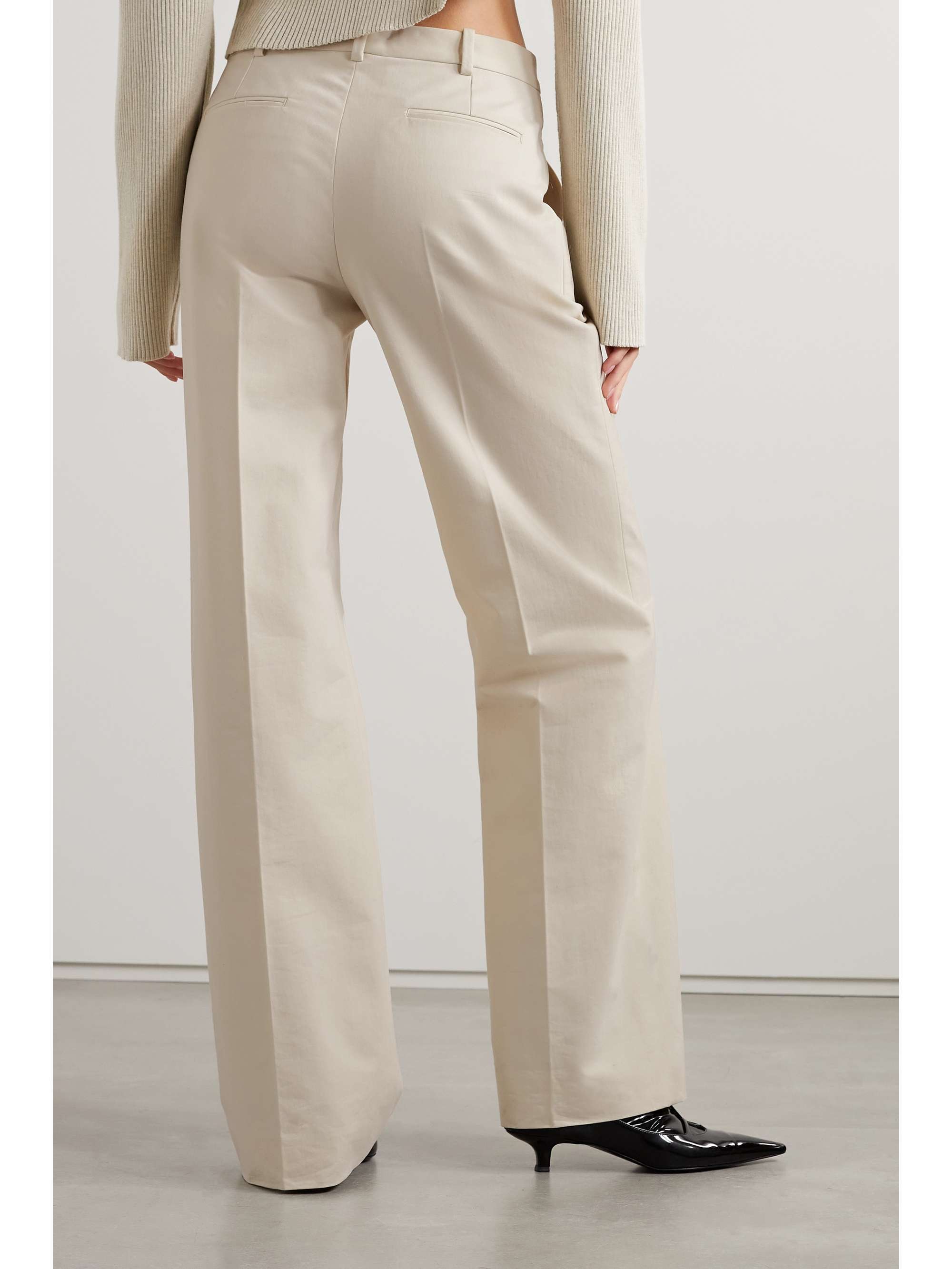 Shop The Row Wide-leg Cotton-wool Trousers In Nude