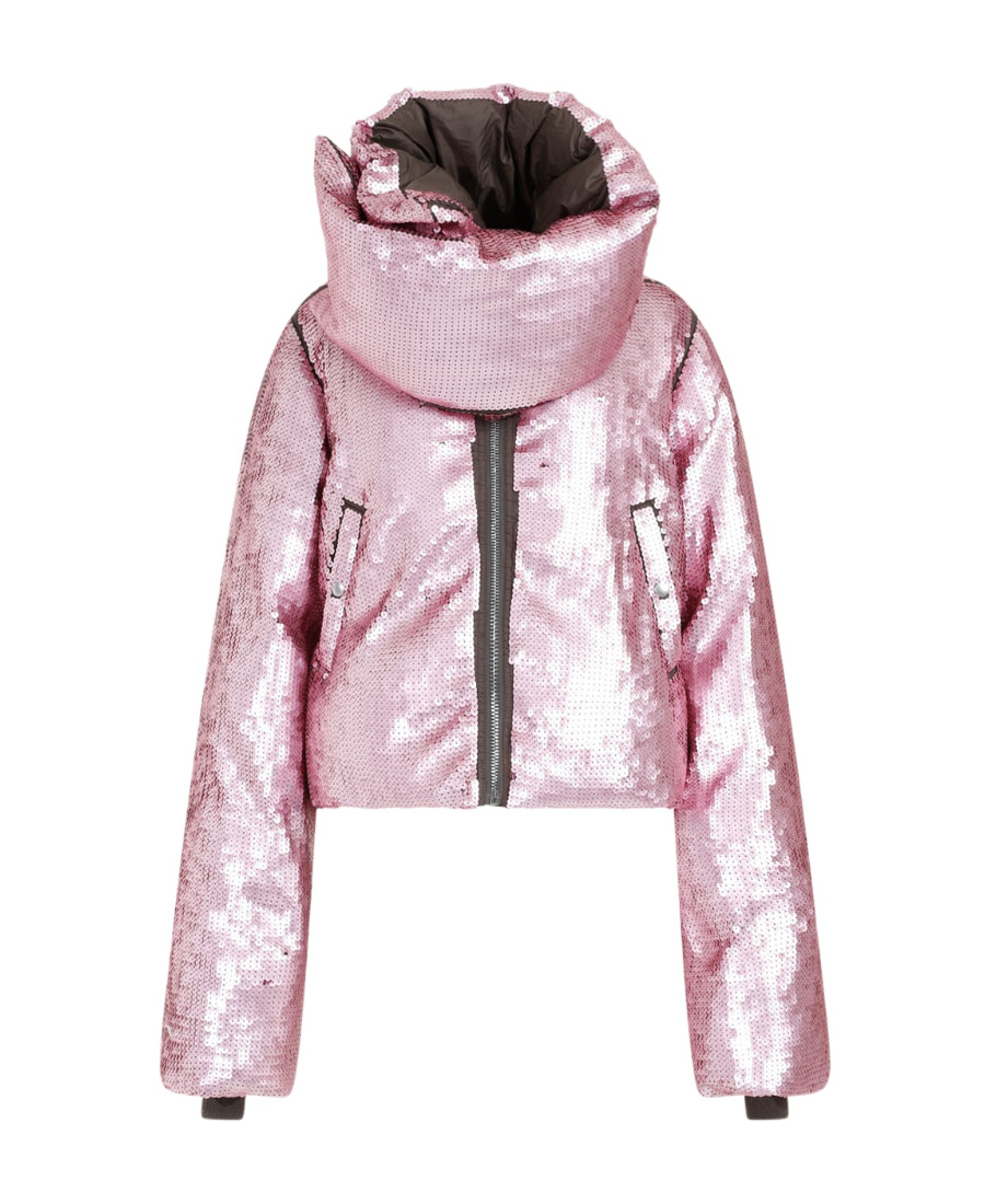 Rick Owens Sequin Funnel Neck Down Jacket In Multicolor
