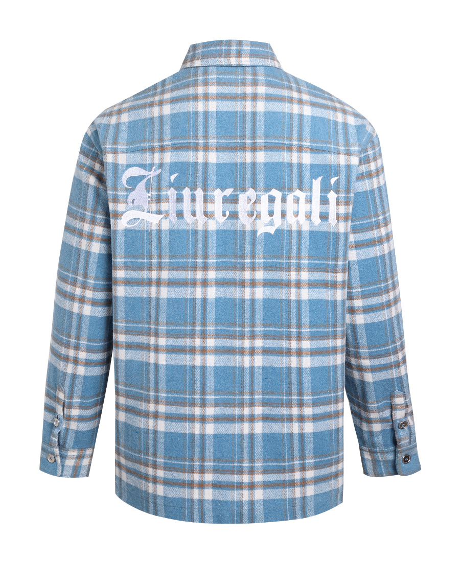 Liuregali Checkered Lapel Shirt In Blue