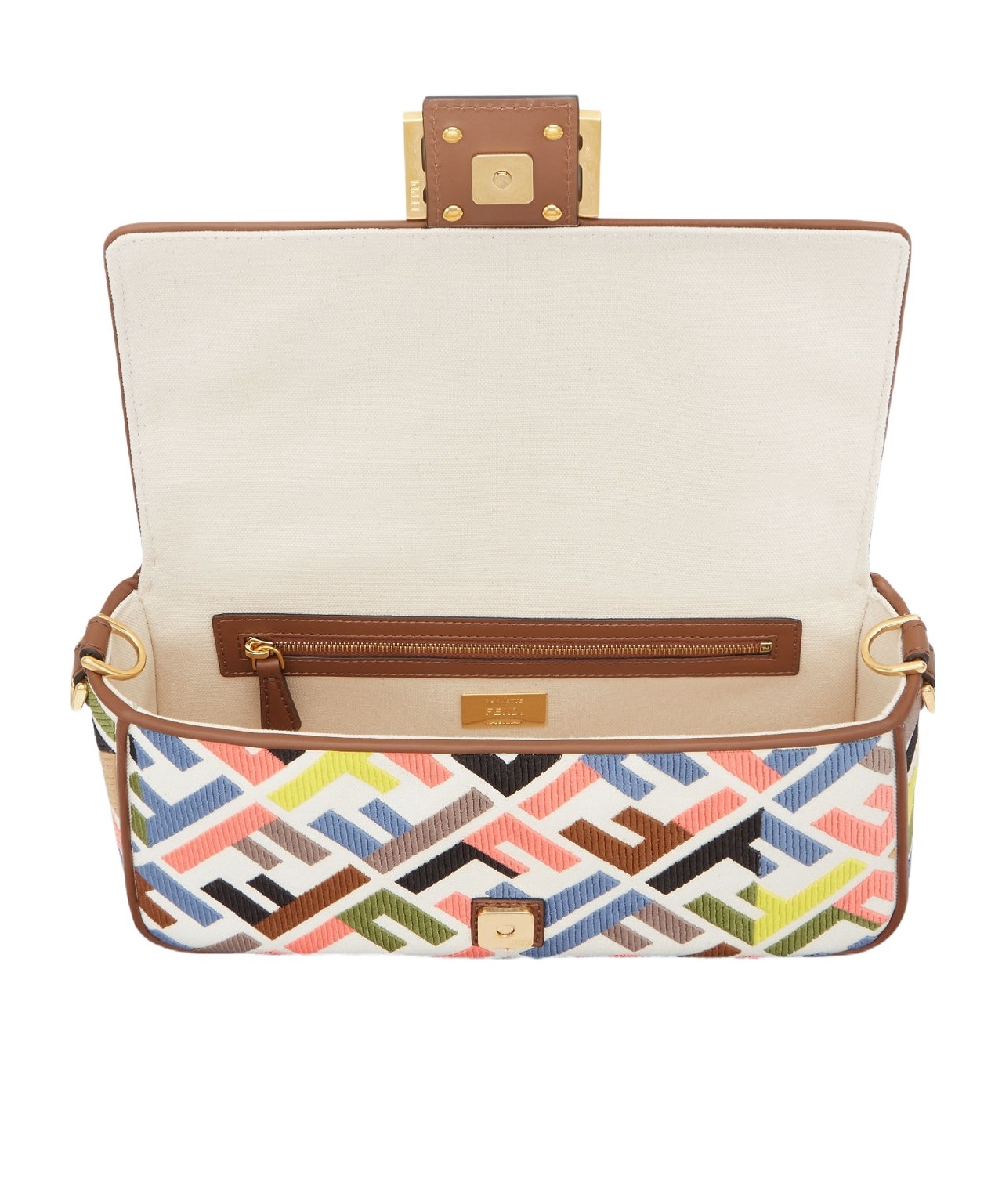 Shop Fendi Baguette Canvas Shoulder Bag In Multicolor