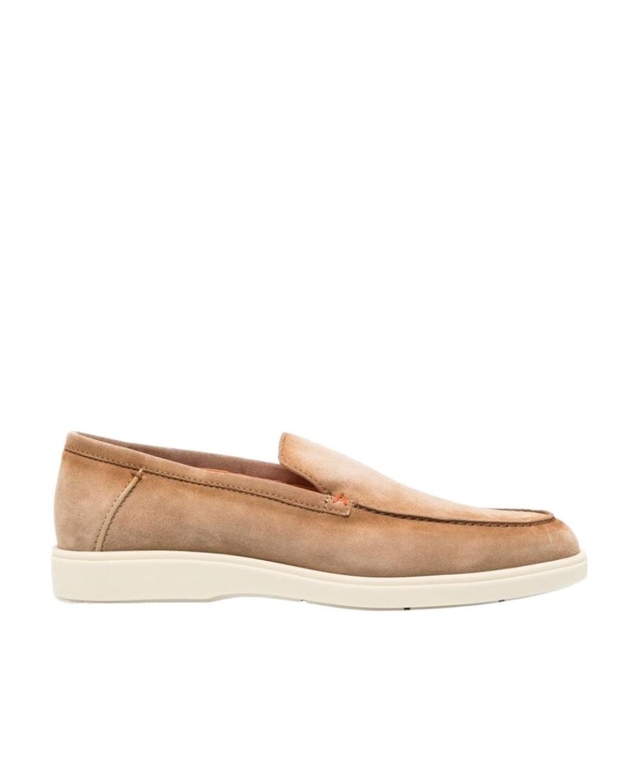 Santoni Slip-on Shoes With Round Toe And Rubber Sole In Nude