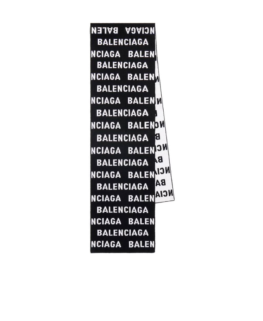 Balenciaga Bal Horizontal Allover Scarf In Black In Black
