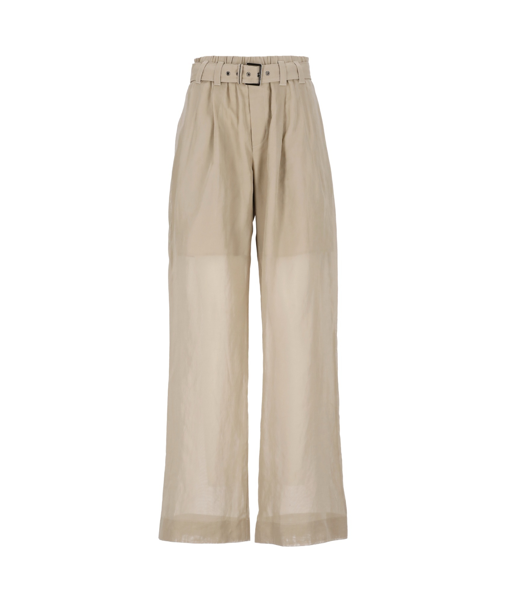 Brunello Cucinelli Trouser With Belt And Monili Detail In Nude