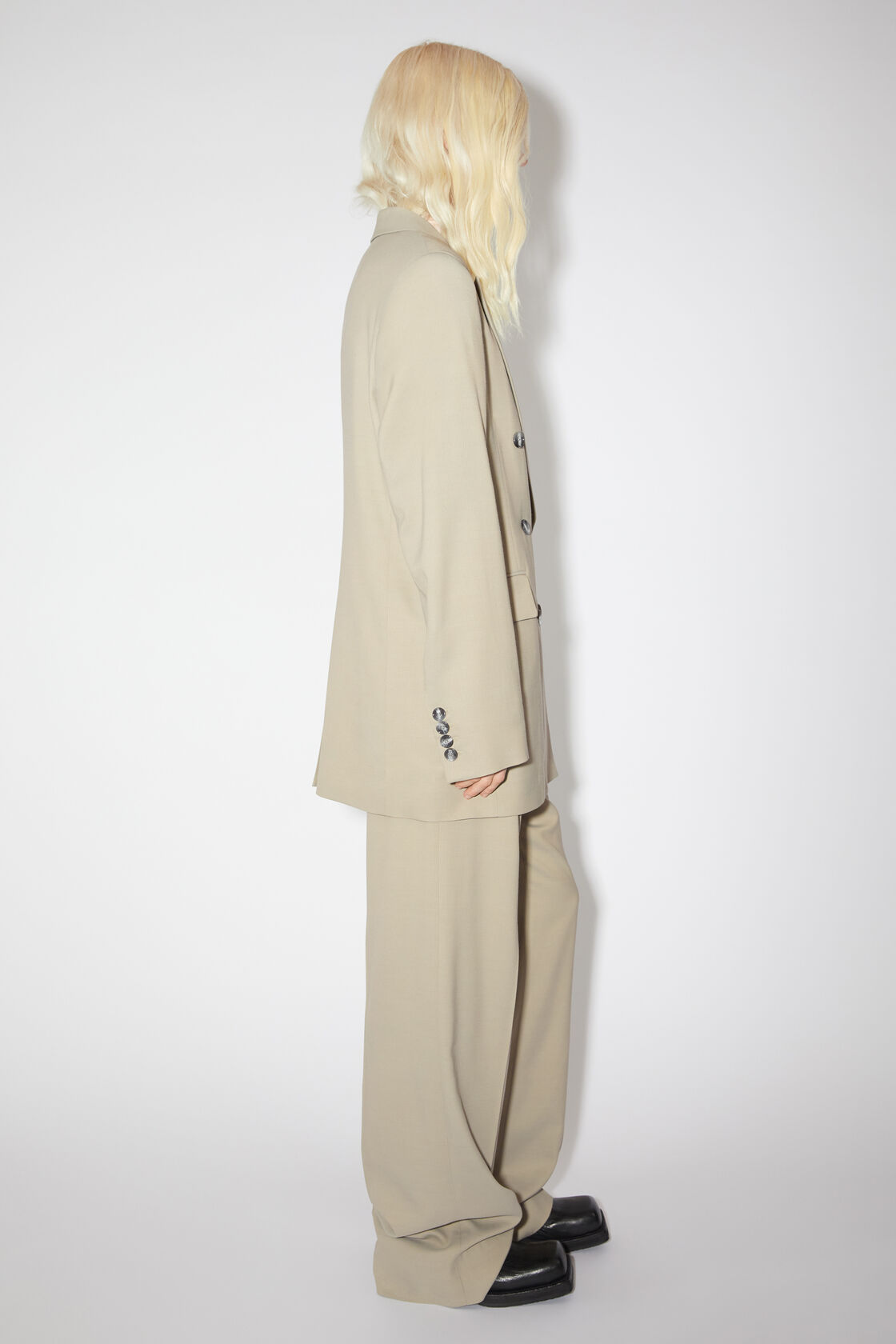 Acne Studios Double-breasted Cotton-blend Blazer In Nude