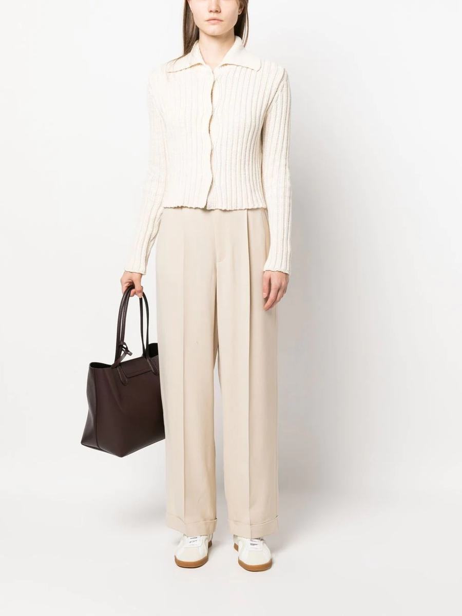 Apc Wide-leg Trousers With Pleated Front And High Waist In White