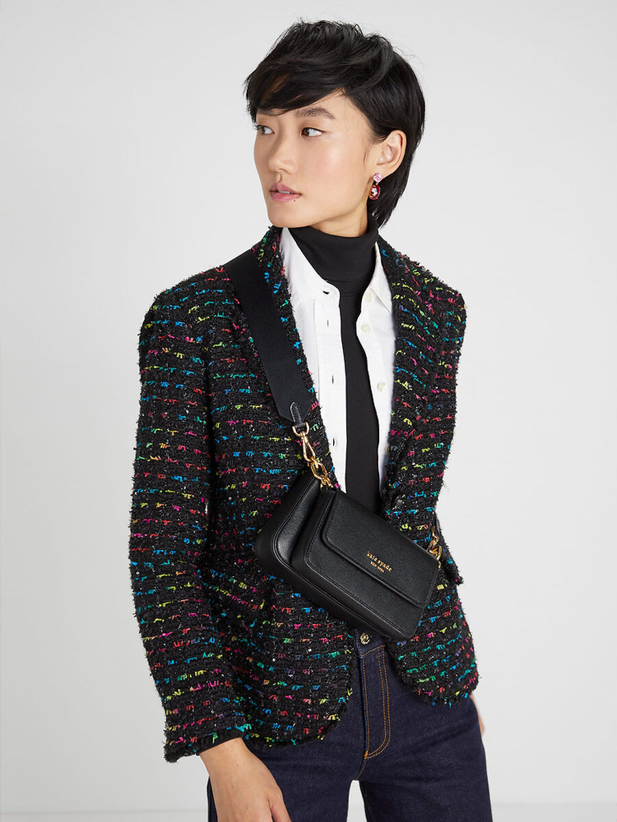 Kate Spade New York Morgan Double Up Saffiano Leather Crossbody Bag In Black