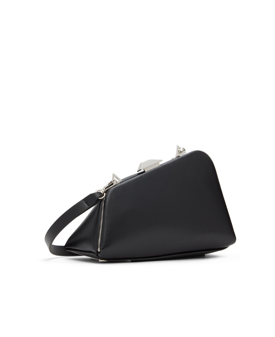 Attico Asymmetric Clutch Bag In Black