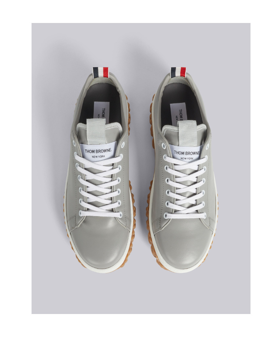 Thom Browne Court Lace-up Sneakers In Gray