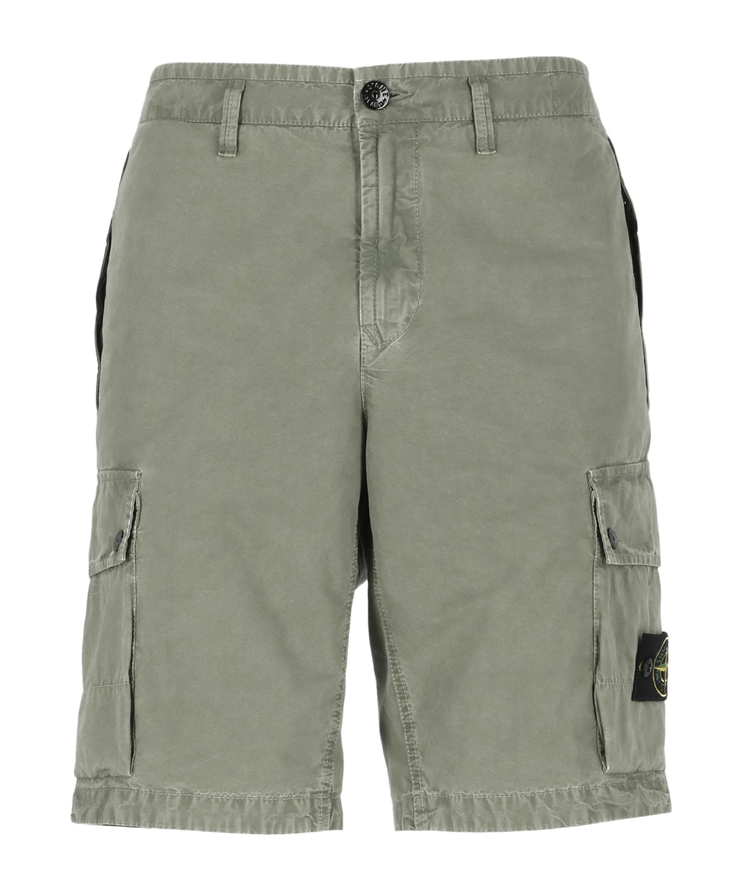Stone Island Bermuda Cargo Shorts With Logo In Gray