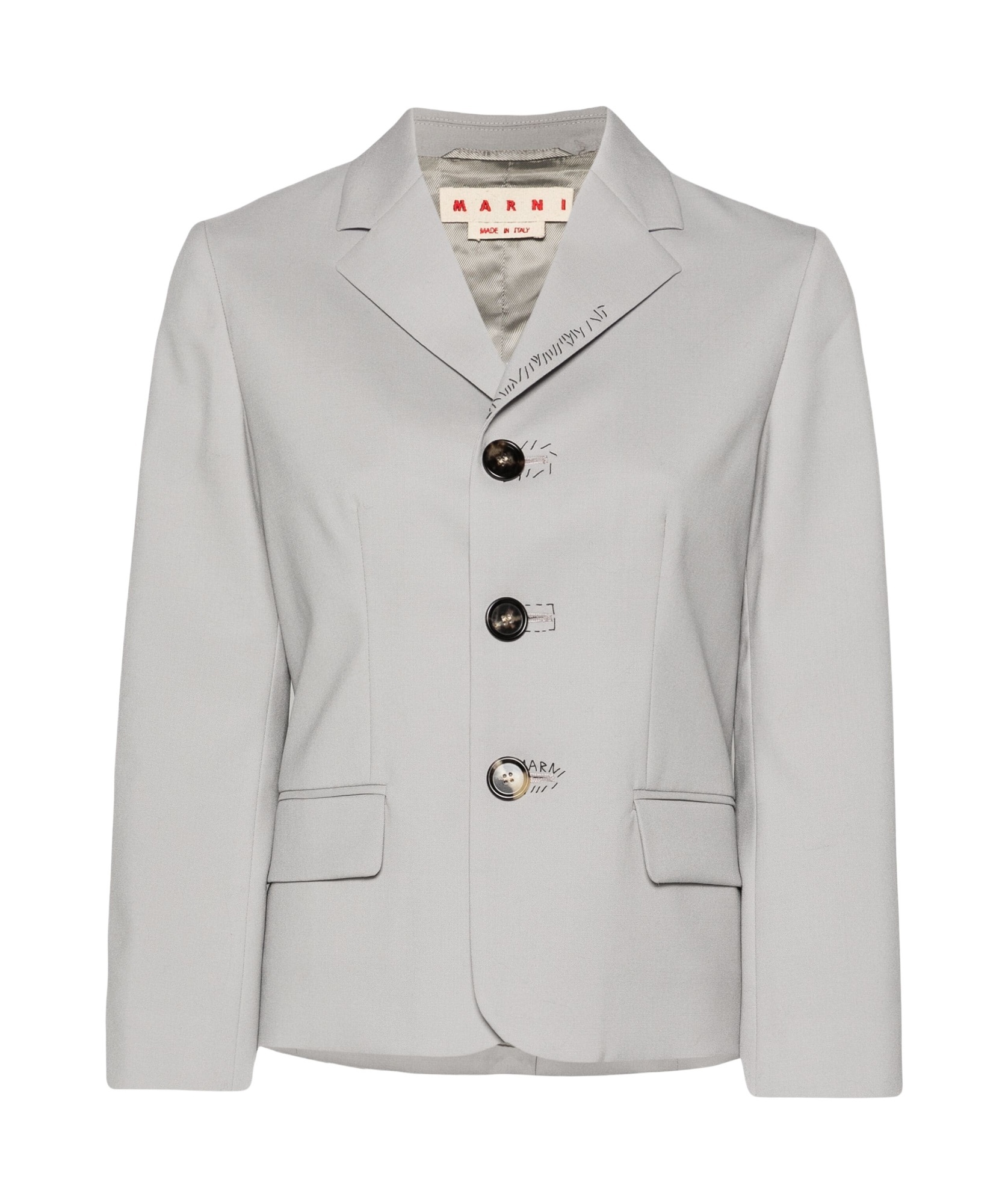 Marni Embroidered Wool Single-breasted Blazer In Gray