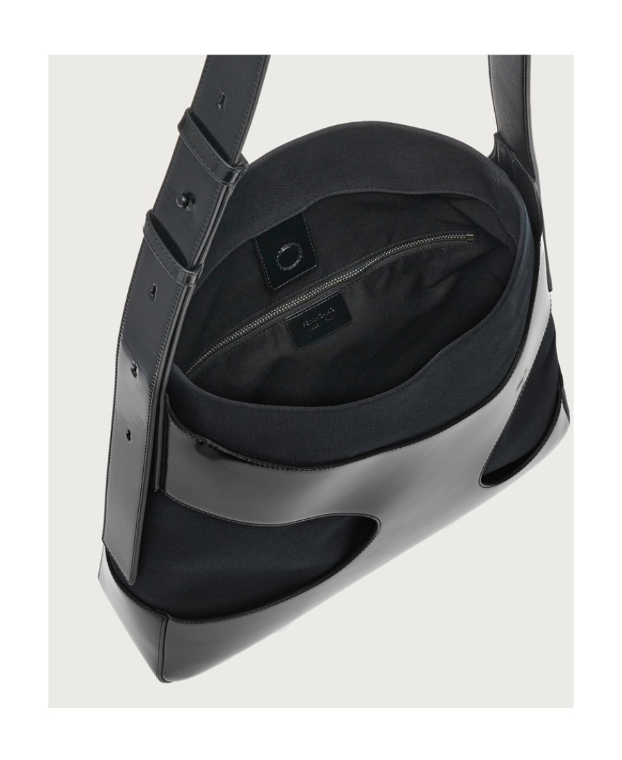 Shop Ferragamo Cut-out Leather Tote Bag In Black