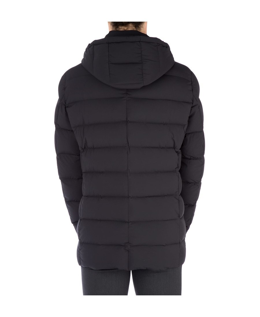 Moorer Double-breasted Hooded Quilted Down Jacket In Black