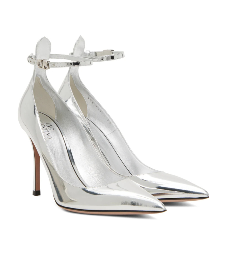Valentino Silver Tan-go 100 Heels In White