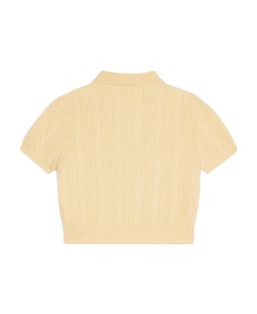 Celine Button Knitted Cardigan In Yellow