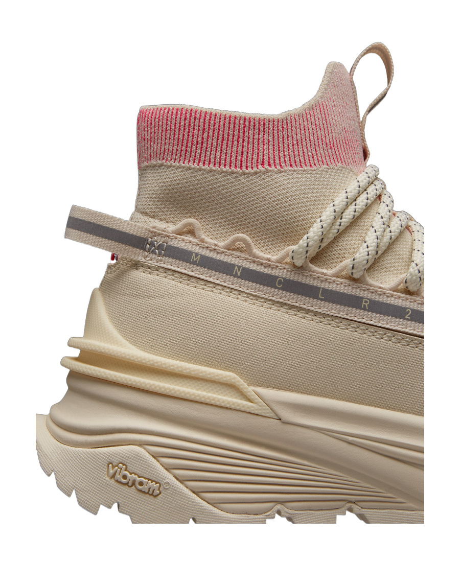 Moncler High-top Sneakers Light Runner Fabric Mix In Nude