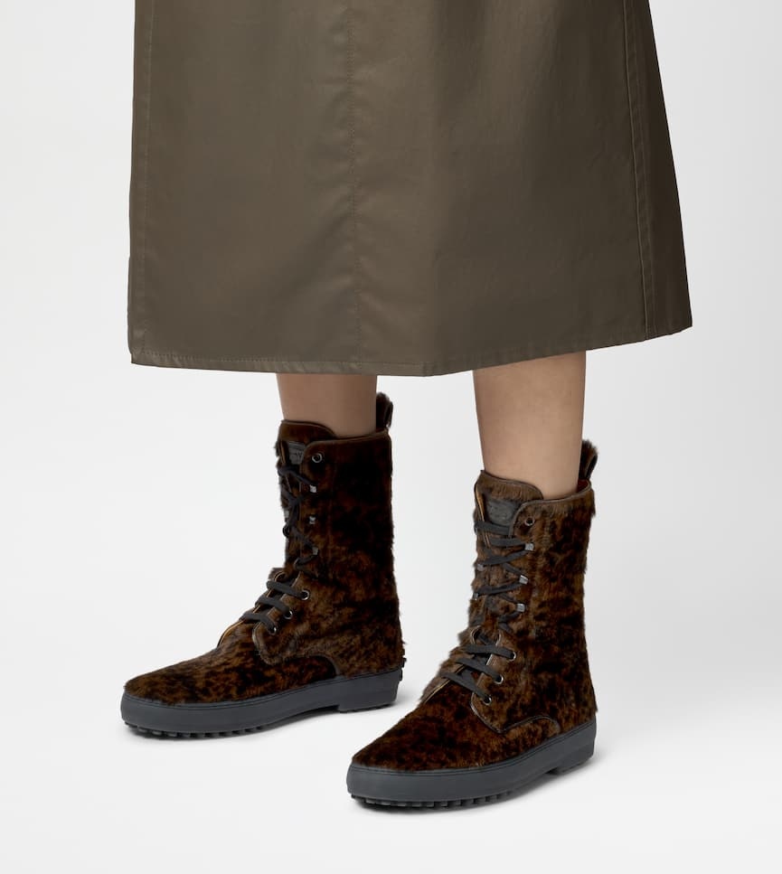 Tod's Winter Gommino Ankle Boots In Pony Effect Leather In Brown