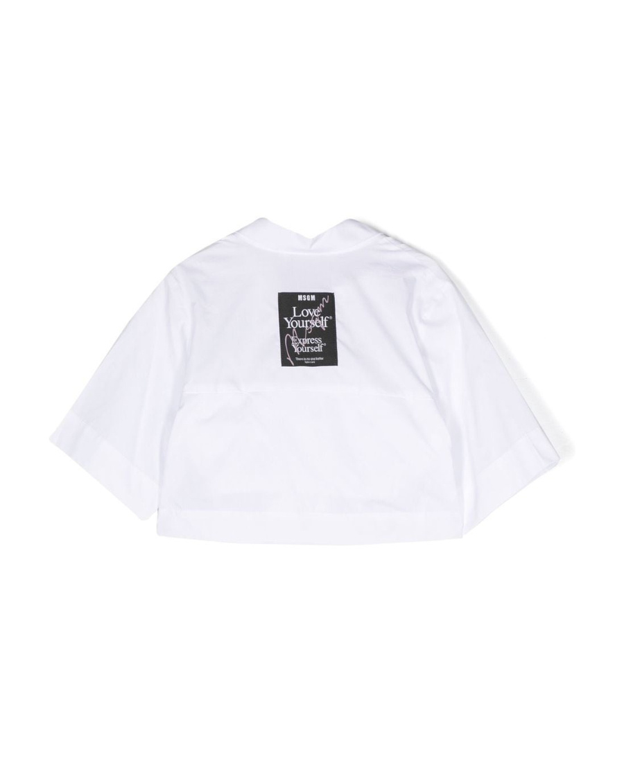 Shop Msgm Lotus Leaf-edged Shirt In White