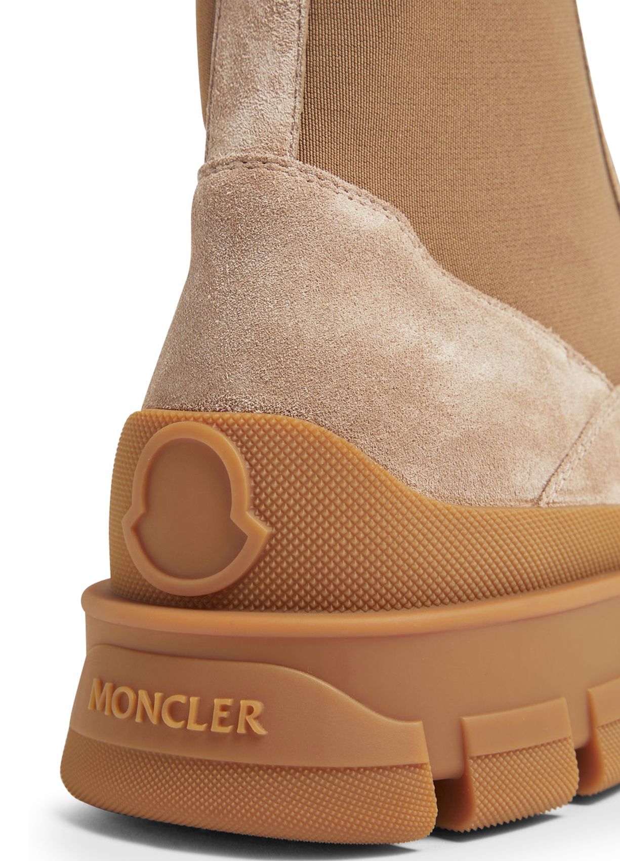 Shop Moncler Thick Sole Short Boot In Beige