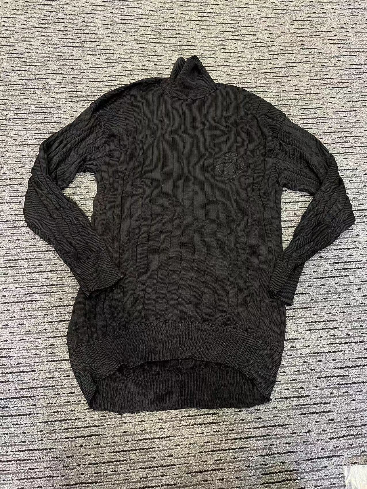 Balenciaga Creased Turtleneck Knit Jumper In Black