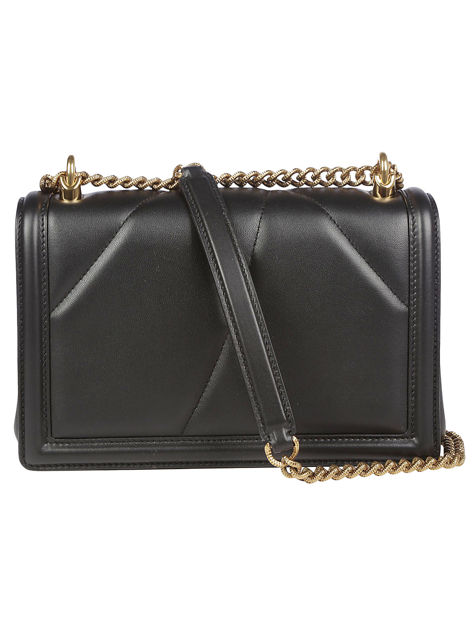 Dolce & Gabbana Devotion Medium Leather Shoulder Bag In Black