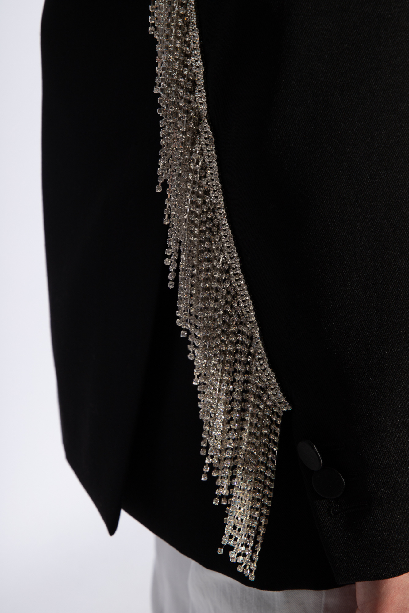 DSQUARED2 CRYSTAL-EMBELLISHED FRINGED BLAZER 