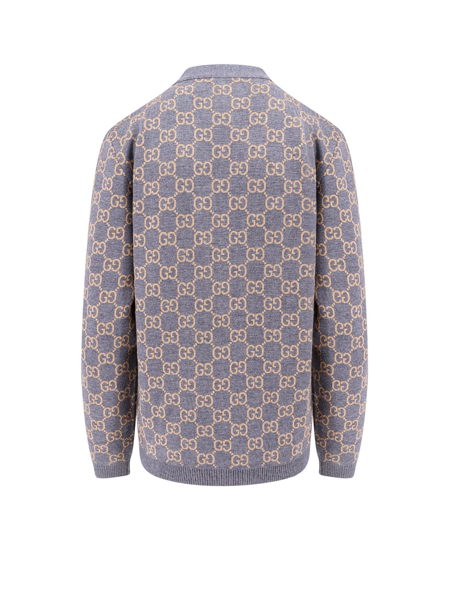Gucci Monogrammed Intarsia Button-up Cardigan In Gray