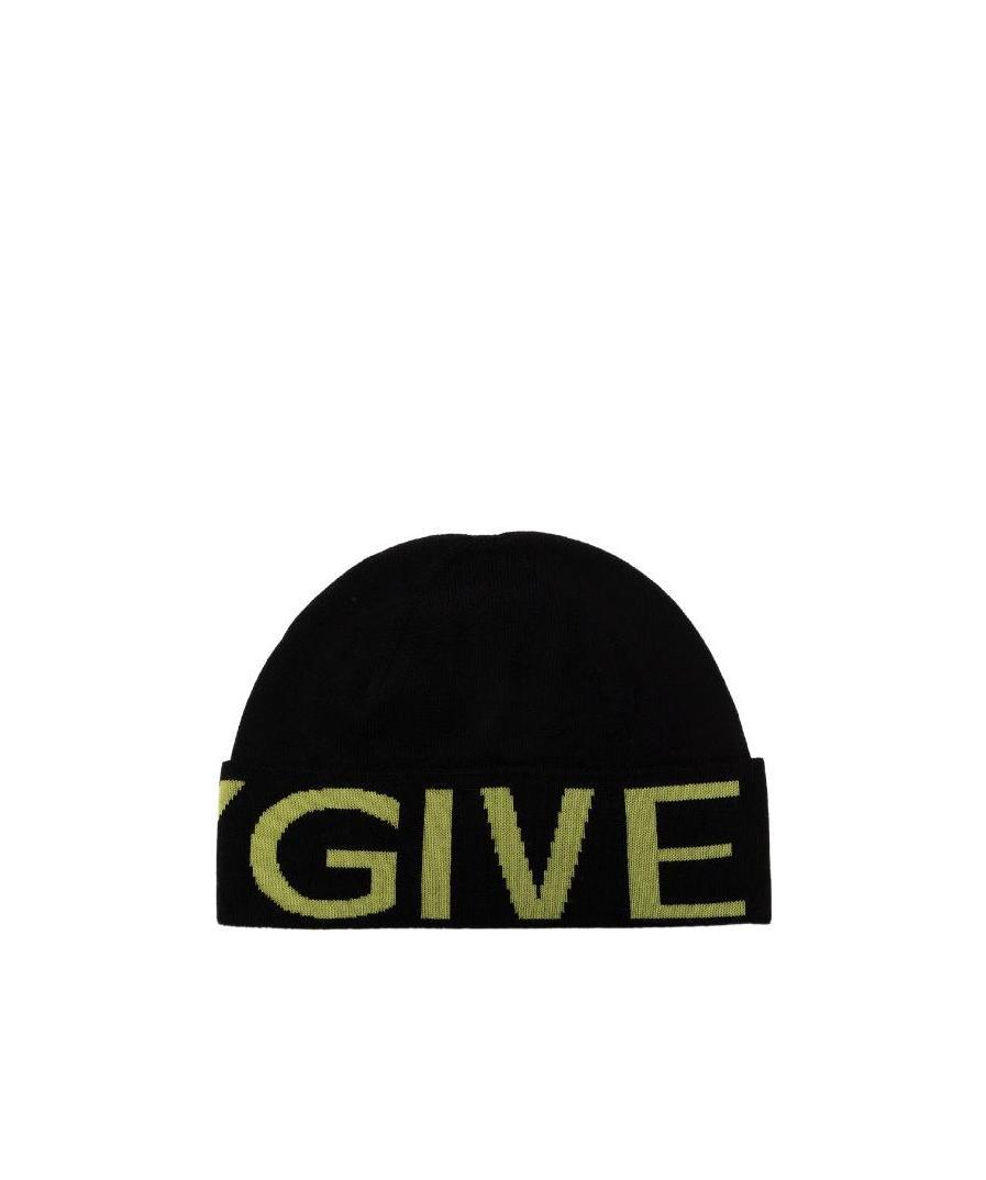 Givenchy Logo Intarsia-knit Wool Beanie In Black