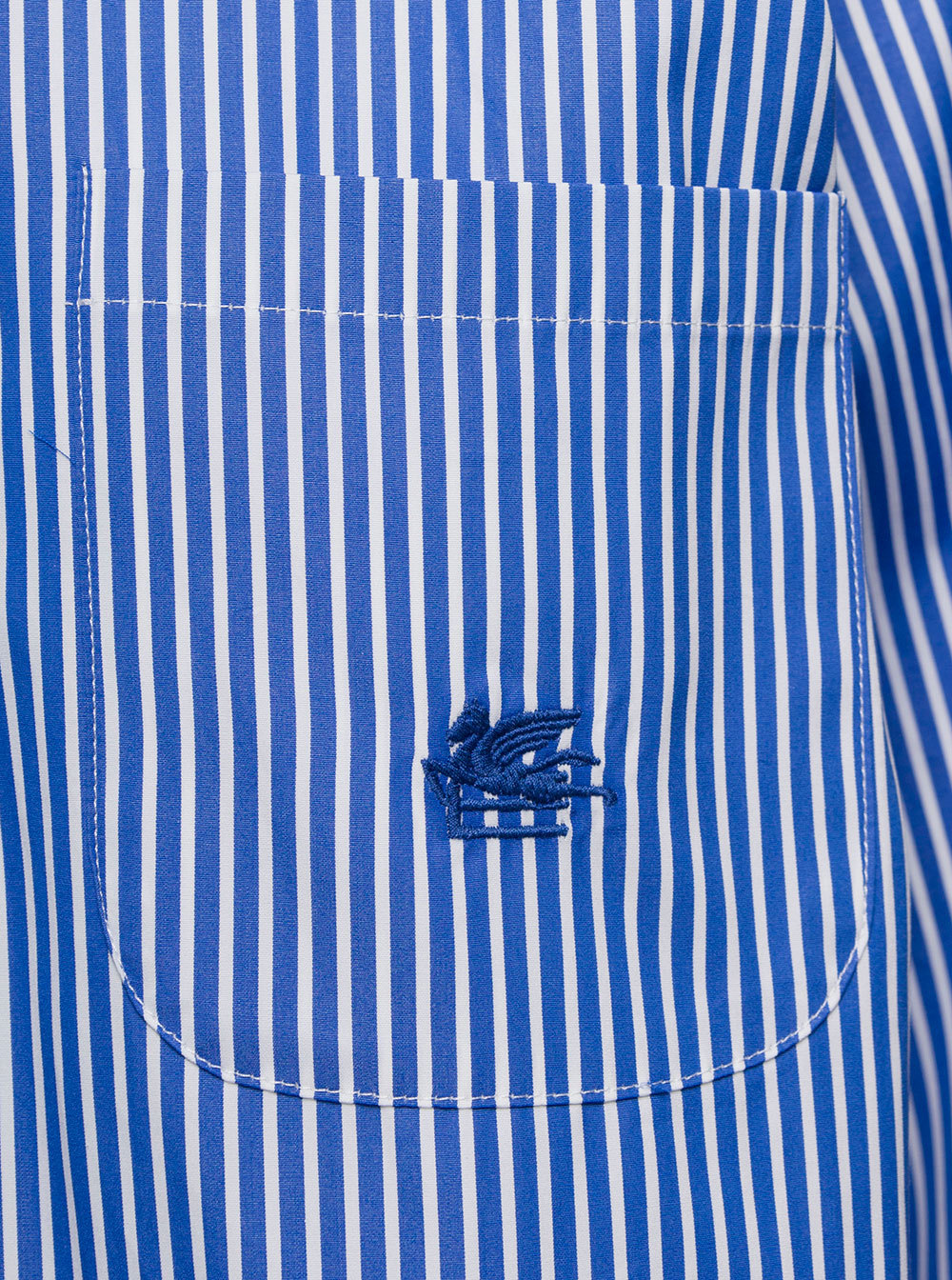Etro Striped Cotton Oversized Shirt In Blue