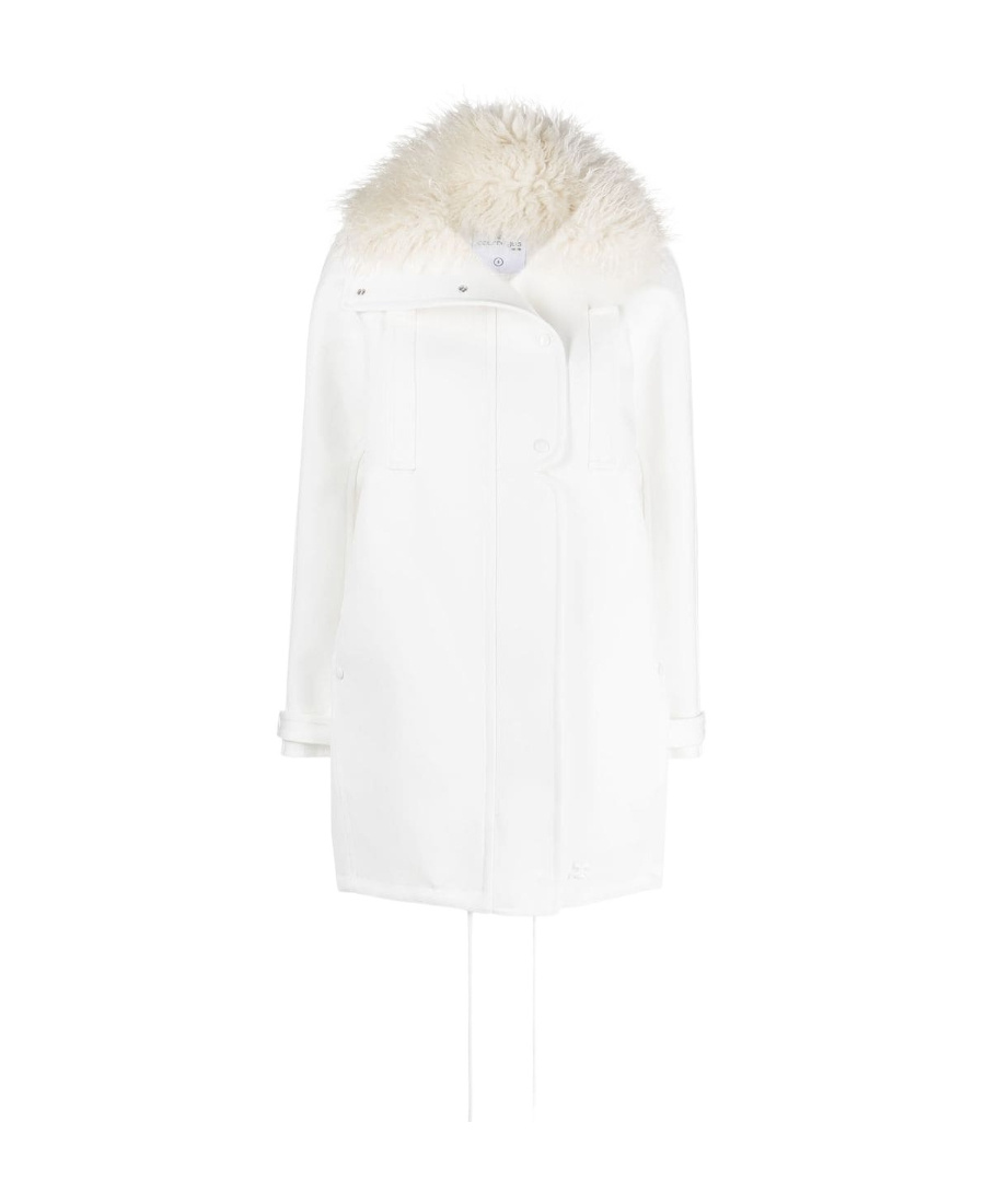 Courrèges Faux Fur-trim Oversized Coat In White
