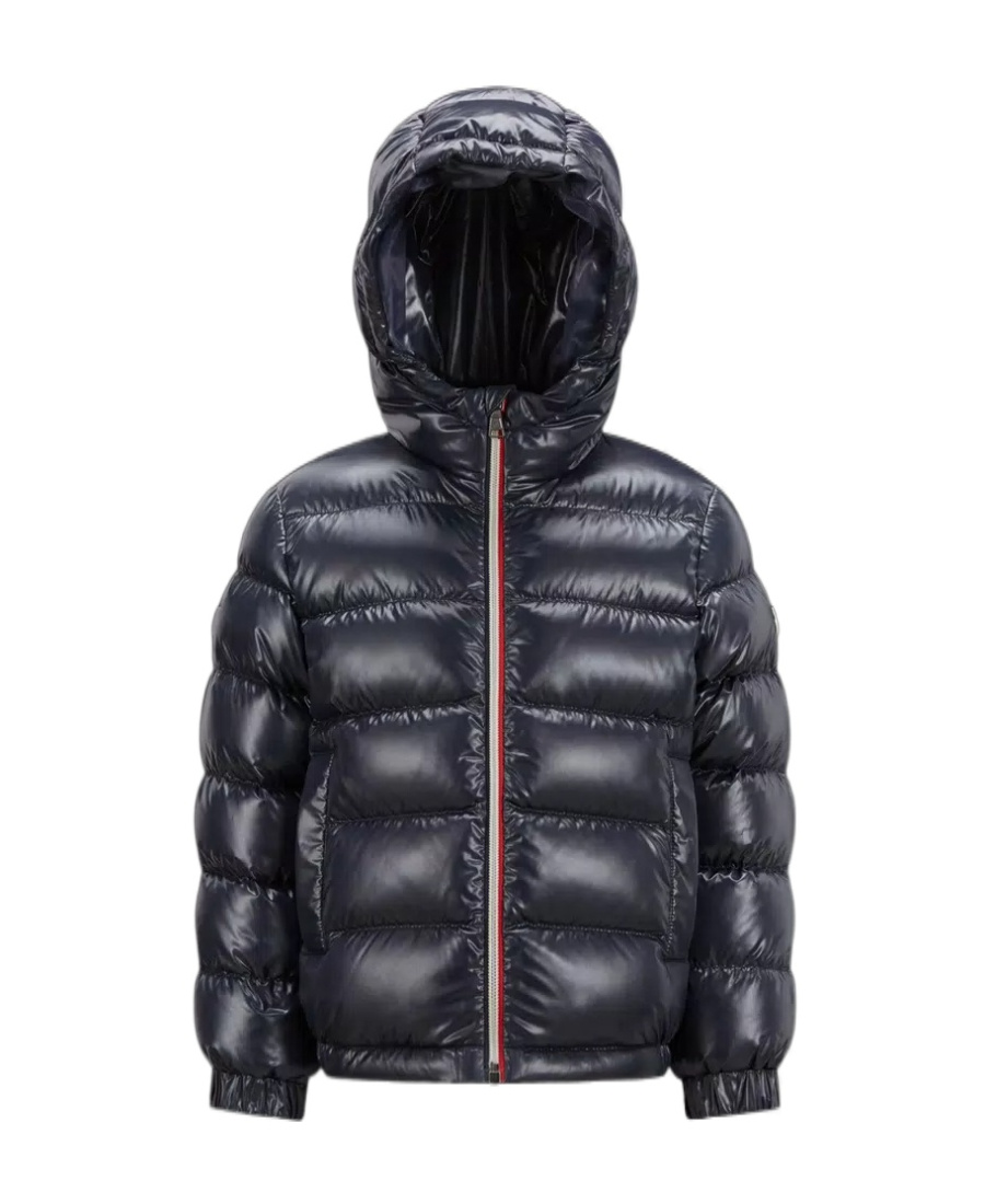 Moncler Enfant Logo Patch Padded Down Jacket In Blue