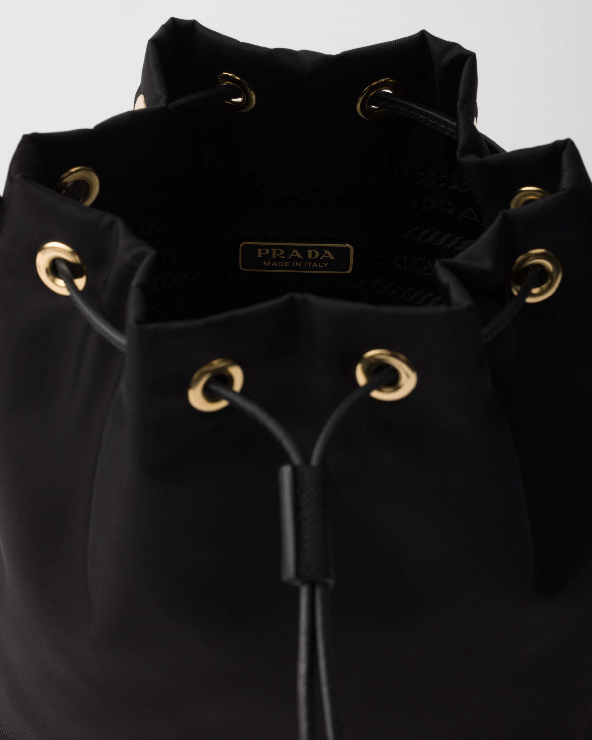 Prada Triangle-logo Bucket Bag In Black