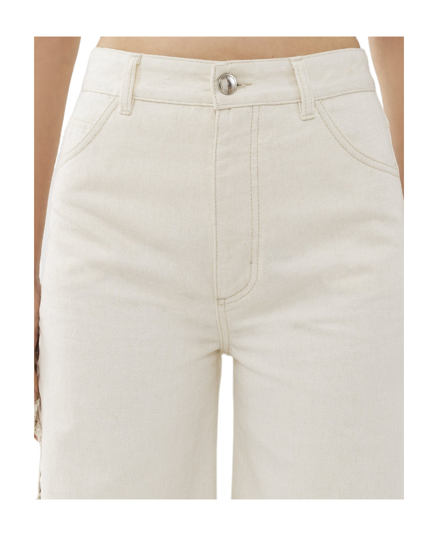 Chloé Logo Wide-legged Jeans In White