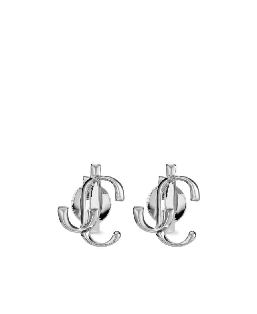 Jimmy Choo Logo-lettering Stud Earrings In Gray