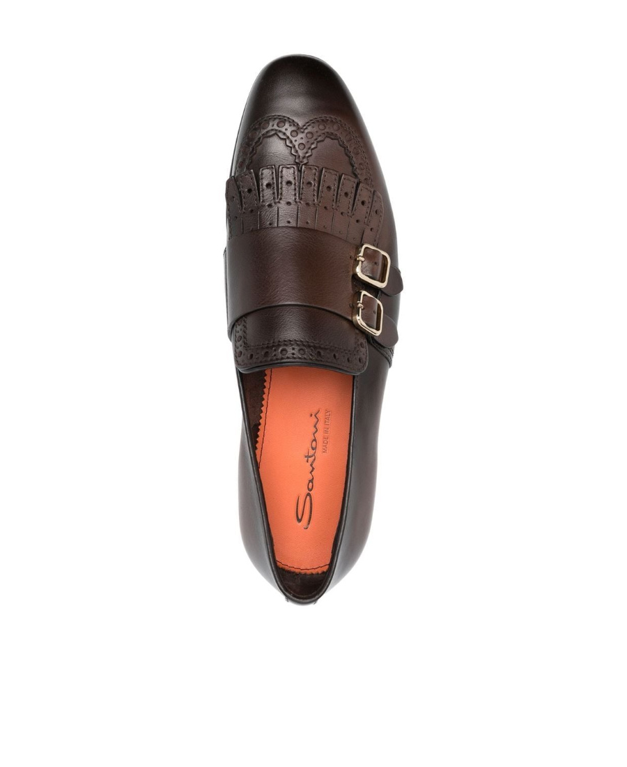 SANTONI SANTONI DOUBLE-BUCKLE ALMOND TOE LOAFERS