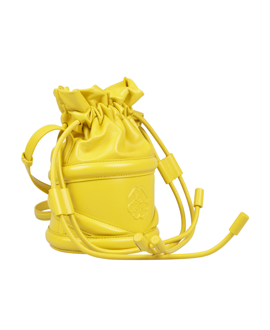 Alexander Mcqueen Soft Curve Drawstring Bucket Bag In Yellow