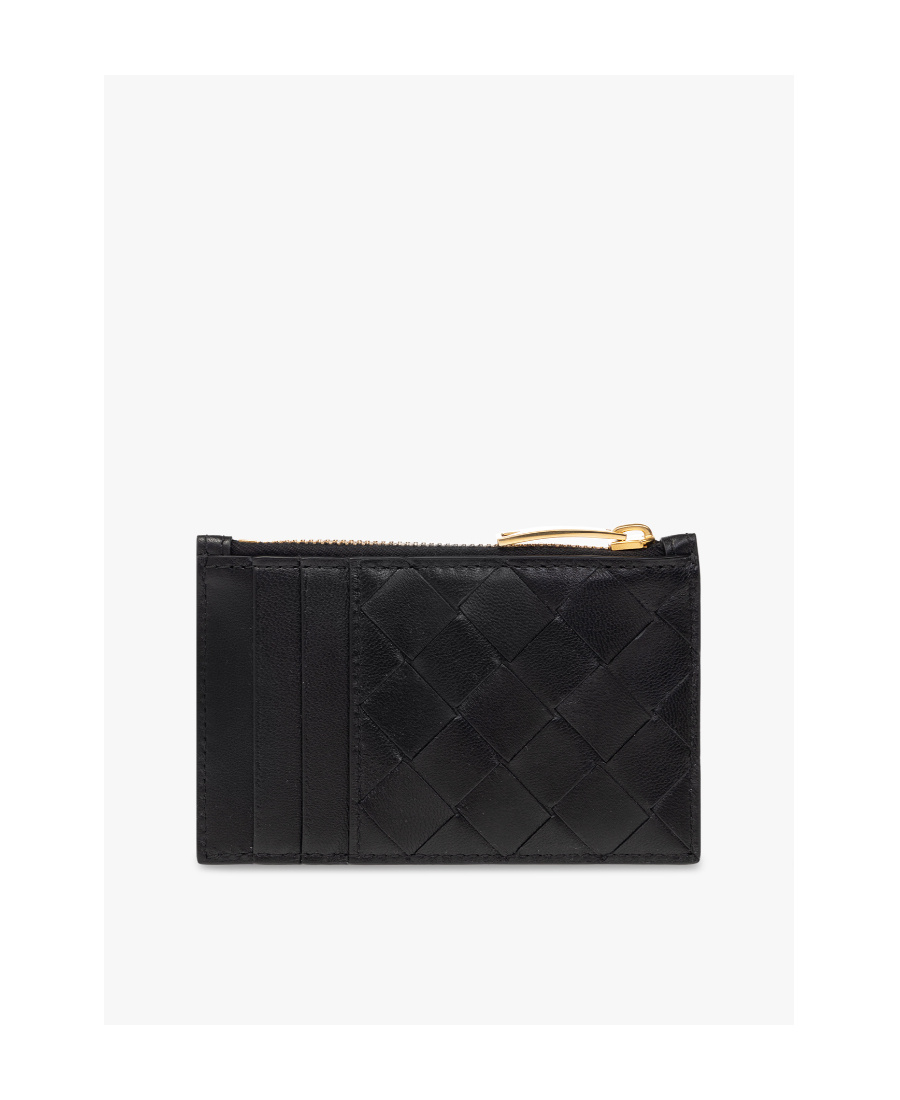 Bottega Veneta Logo Card Bag In Black