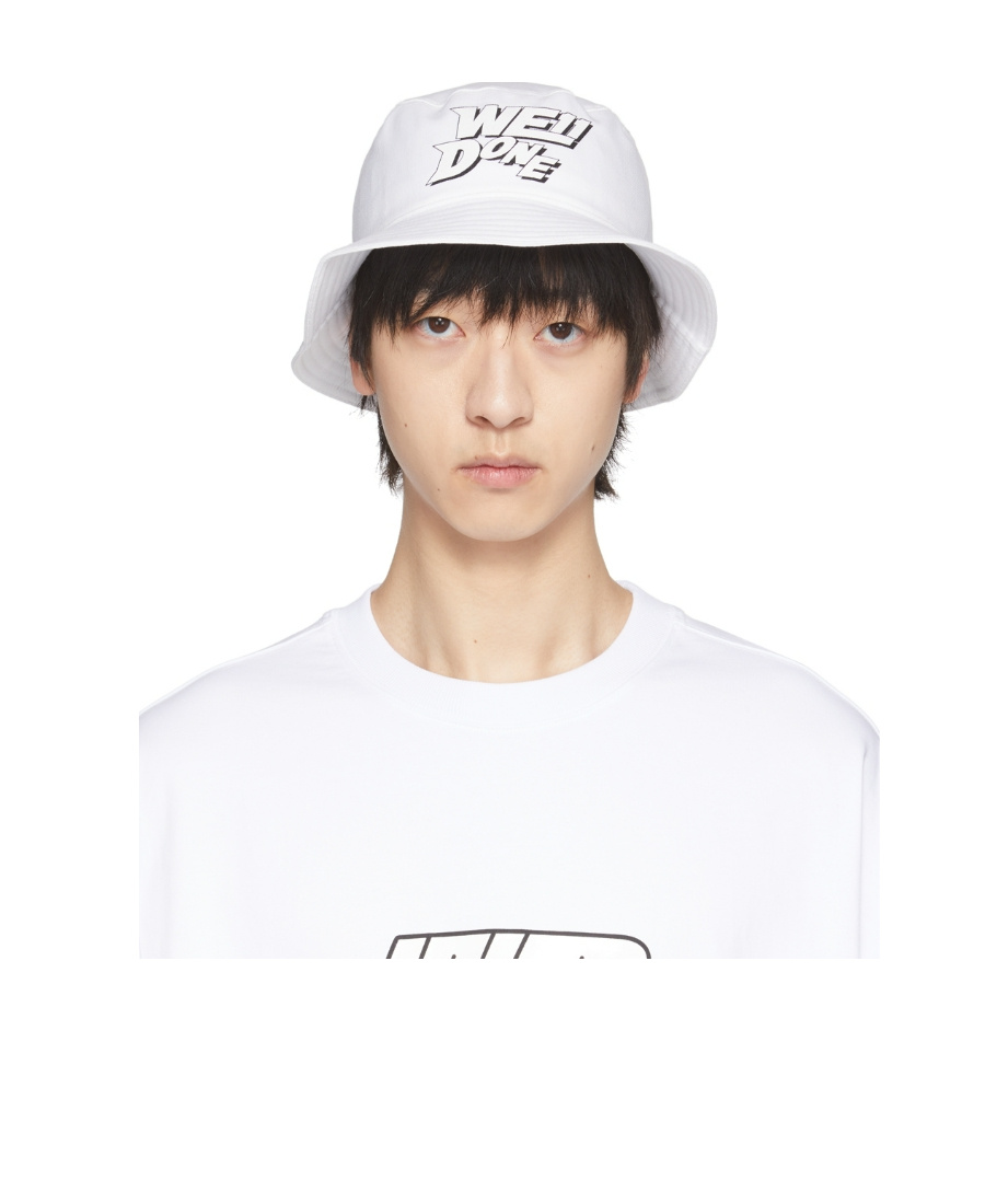 We11 Done Logo Printed Fisherman's Hat In White